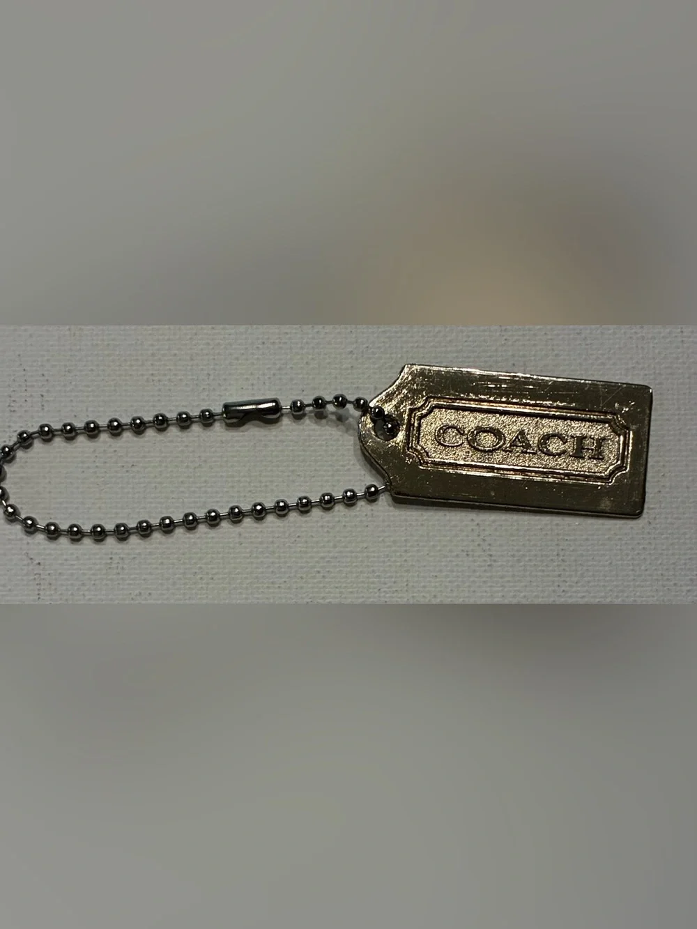 Vintage Coach Hangtag Silver Tone Metal Ball Chain hang Tag  Rare